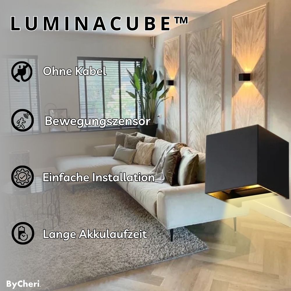 LuminaCube™ – Kabellose Luxus-Wandlampe für innen & außen