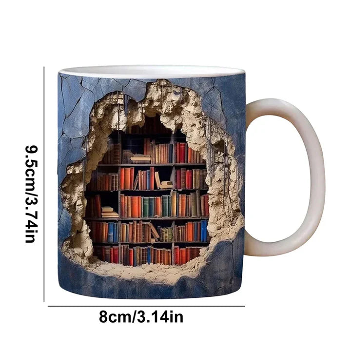 BookNook™ – 3D Bücherregal-Keramiktasse | Stilvoll trinken für echte Buchliebhaber