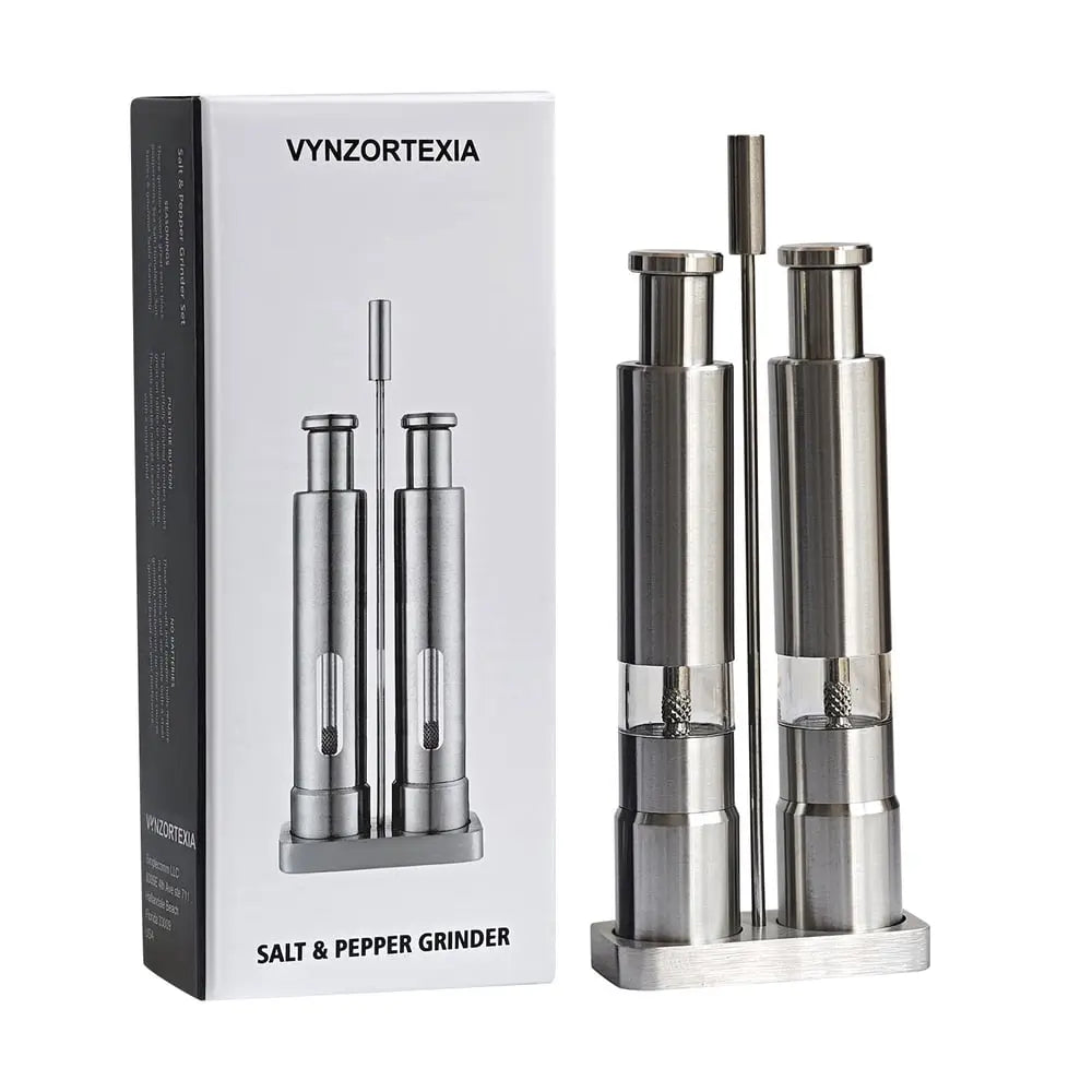 AromaGrind™ – Salz- & Pfeffermühlen-Set | Verstellbarer Mahlgrad | Edelstahl & Glas