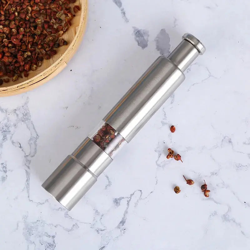 AromaGrind™ – Salz- & Pfeffermühlen-Set | Verstellbarer Mahlgrad | Edelstahl & Glas