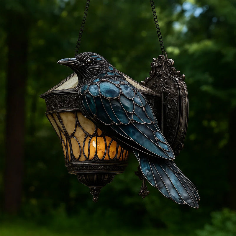 Rabenlicht – Mystische Glaslaterne im Gothic-Stil