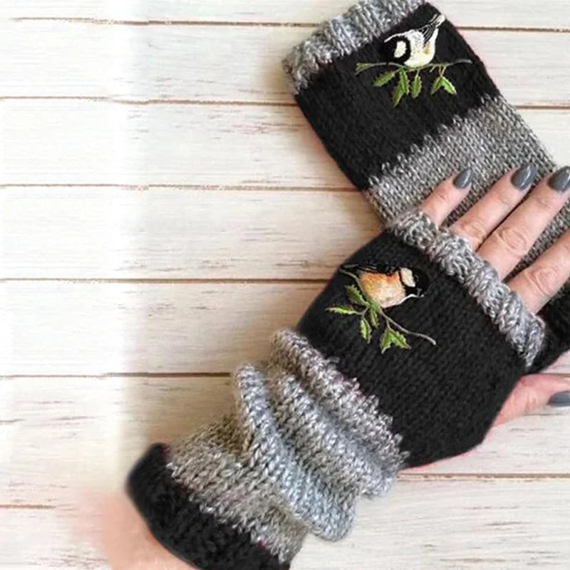 BirdieWarm™ – Fingerlose Winterhandschuhe mit Vogelstickerei