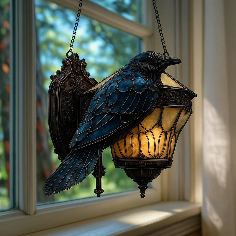 Rabenlicht – Mystische Glaslaterne im Gothic-Stil