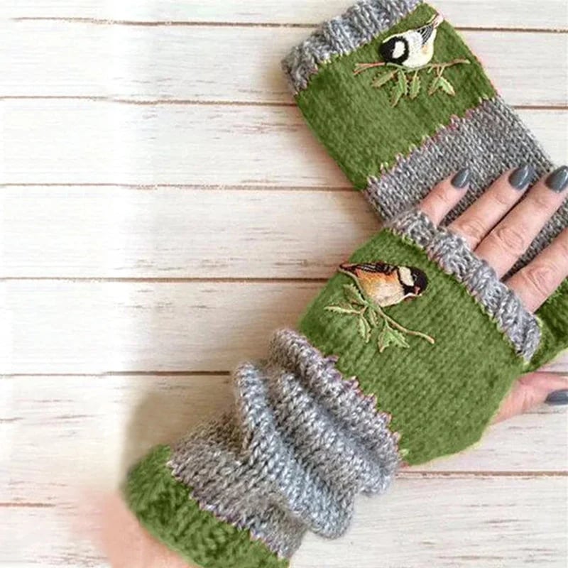 BirdieWarm™ – Fingerlose Winterhandschuhe mit Vogelstickerei