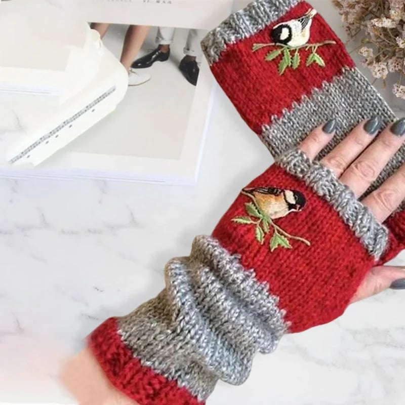 BirdieWarm™ – Fingerlose Winterhandschuhe mit Vogelstickerei