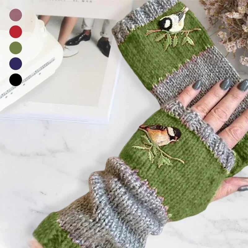BirdieWarm™ – Fingerlose Winterhandschuhe mit Vogelstickerei