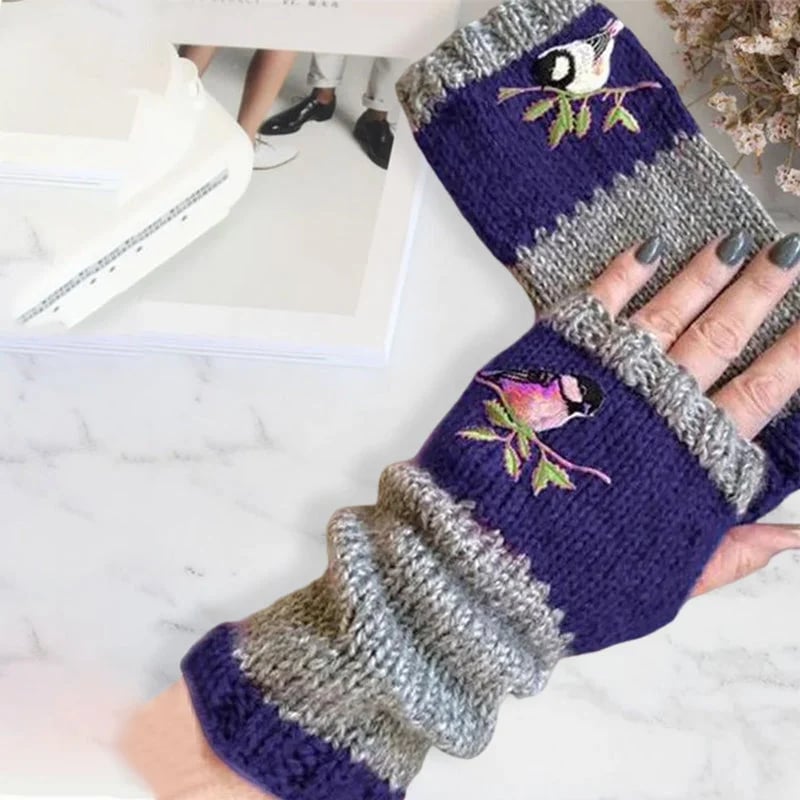 BirdieWarm™ – Fingerlose Winterhandschuhe mit Vogelstickerei