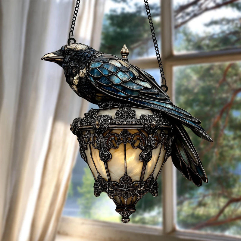 Rabenlicht – Mystische Glaslaterne im Gothic-Stil