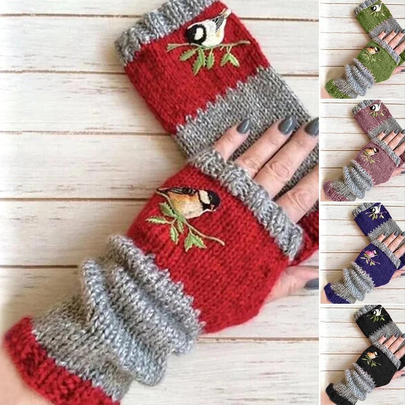 BirdieWarm™ – Fingerlose Winterhandschuhe mit Vogelstickerei