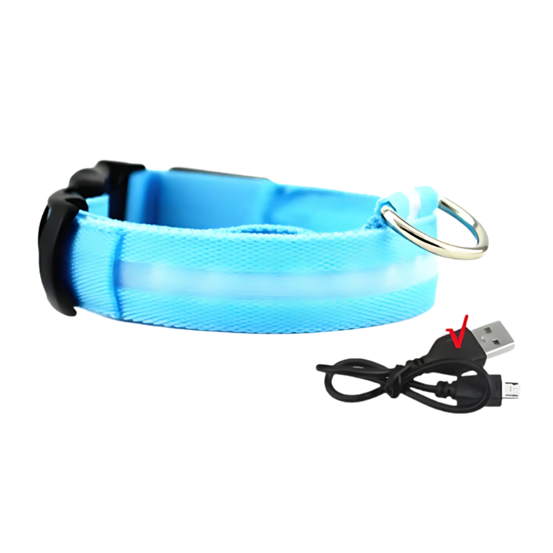 GlowPaw – Leuchtendes LED-Hundehalsband für sichere Abendspaziergänge