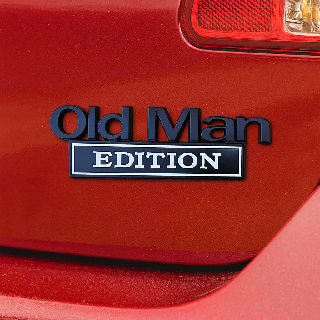 1+1 GRATIS| IronMark Badge – Humorvoler Aufkleber für echte Charakterautos