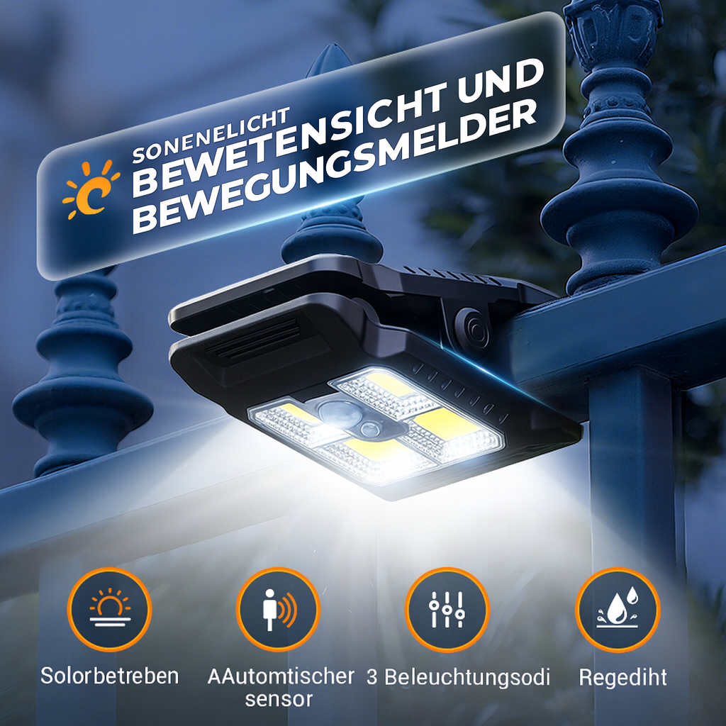 SolarGuard ClipLight™ – Bewegungslicht ohne Kabel & Stromkosten