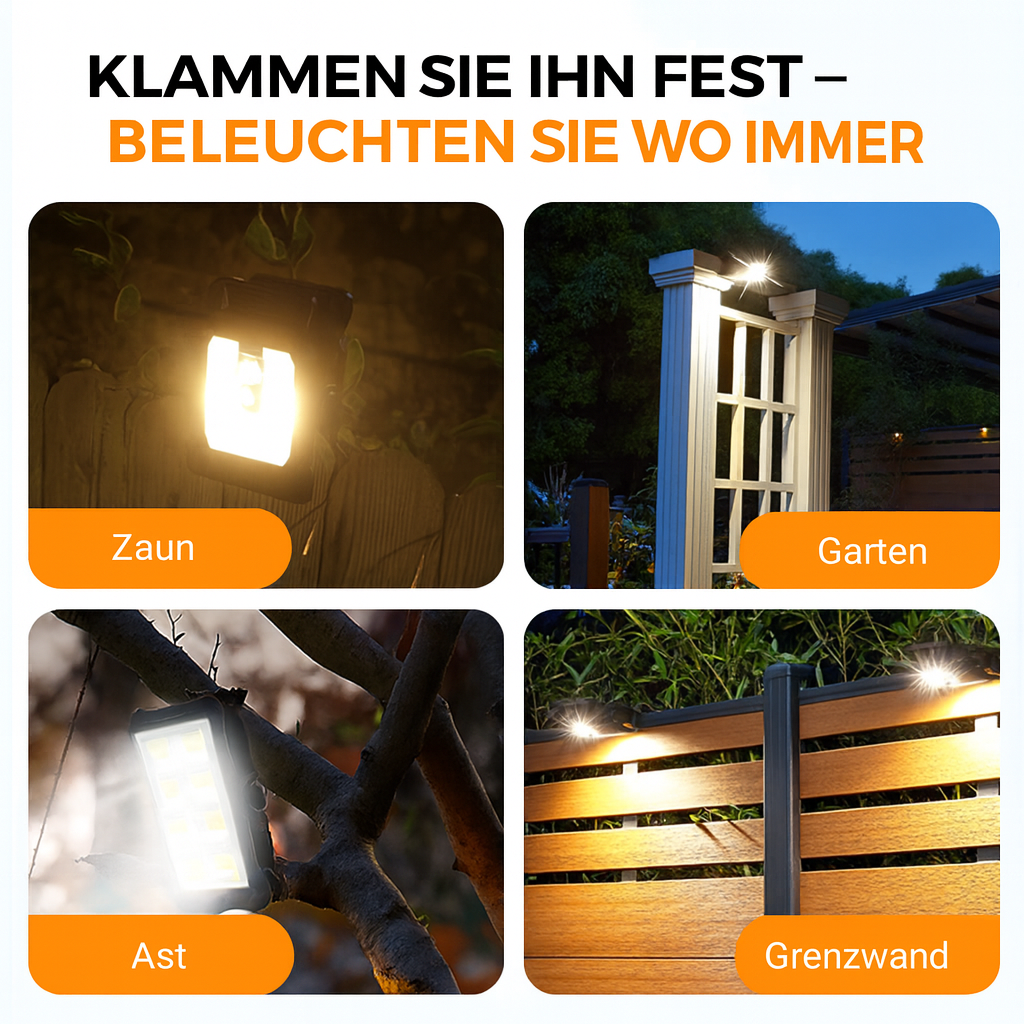 SolarGuard ClipLight™ – Bewegungslicht ohne Kabel & Stromkosten