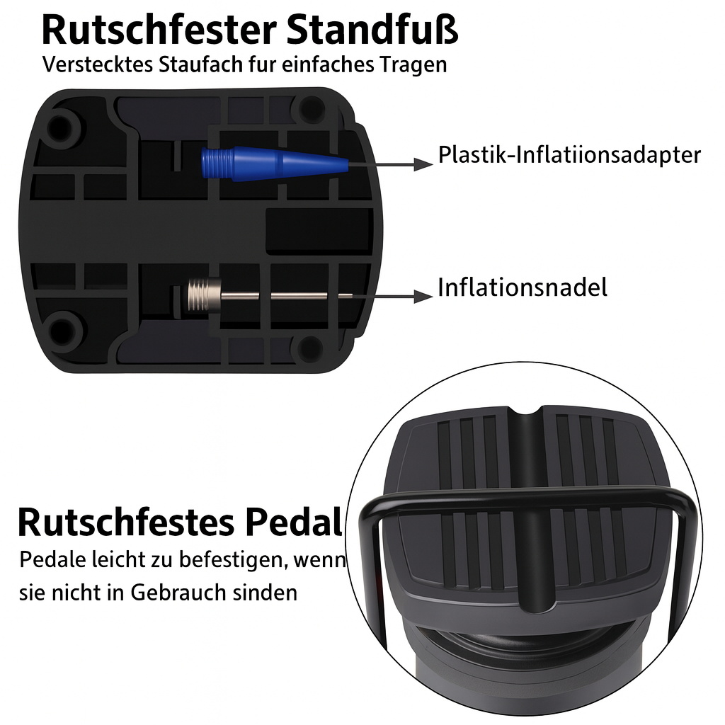 AirStep Pro – Kompakte Fußpumpe mit Hochdruck & Manometer