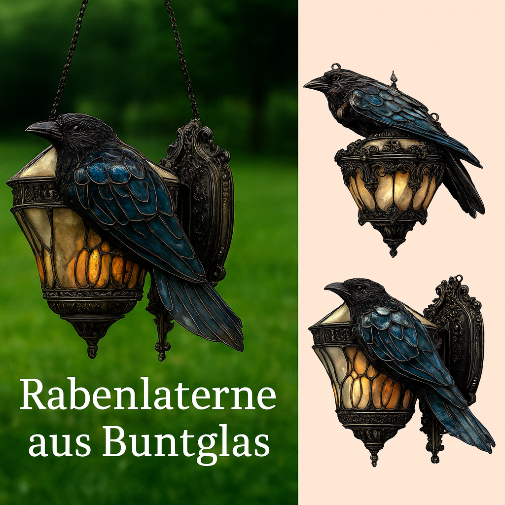 Rabenlicht – Mystische Glaslaterne im Gothic-Stil
