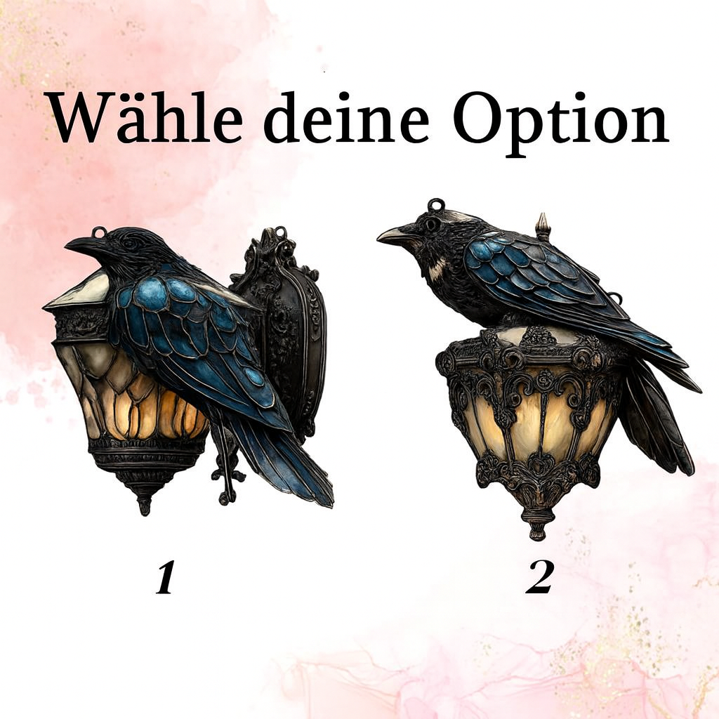 Rabenlicht – Mystische Glaslaterne im Gothic-Stil
