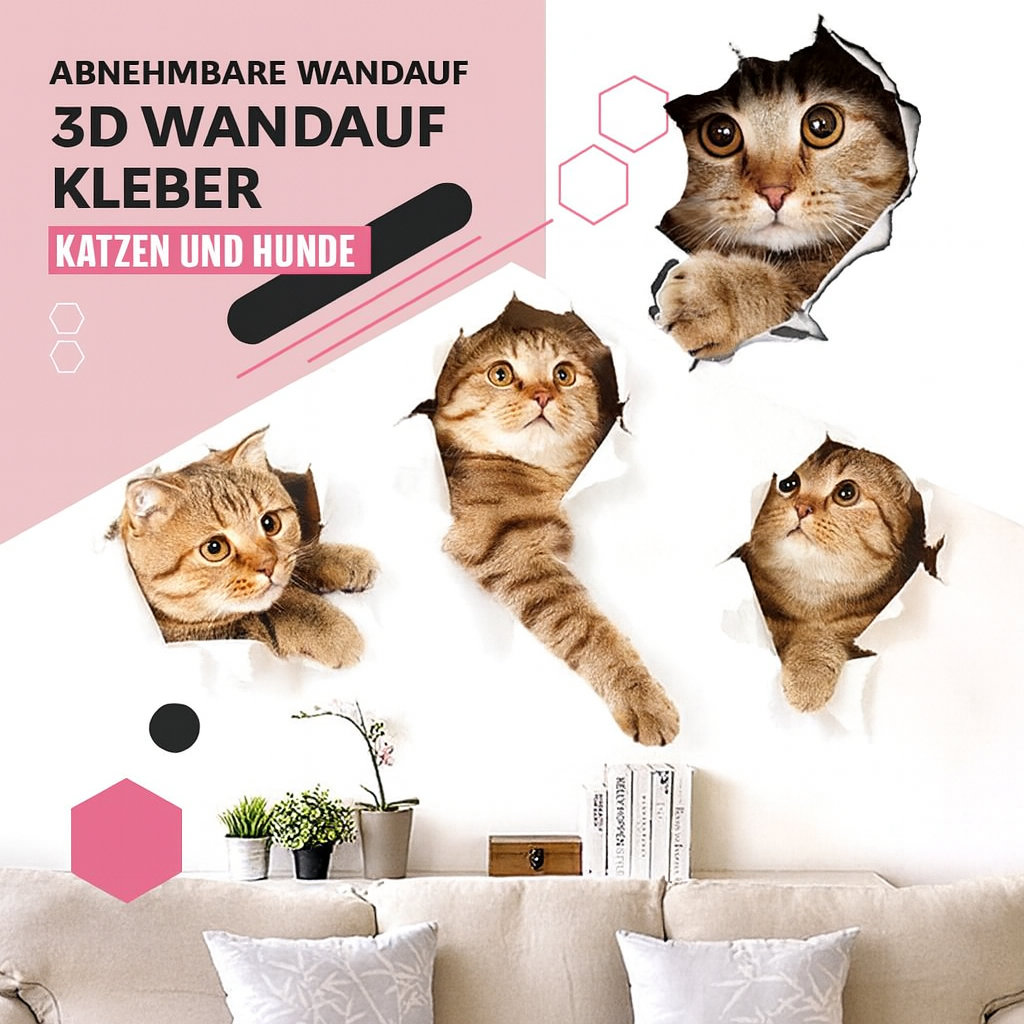 PetWallies™ – Süße 3D-Wandsticker mit Katzen & Hunden
