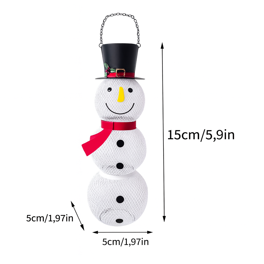 WinterZauber – Solar-Schneemann Vogelfutterspender mit Lichterglanz