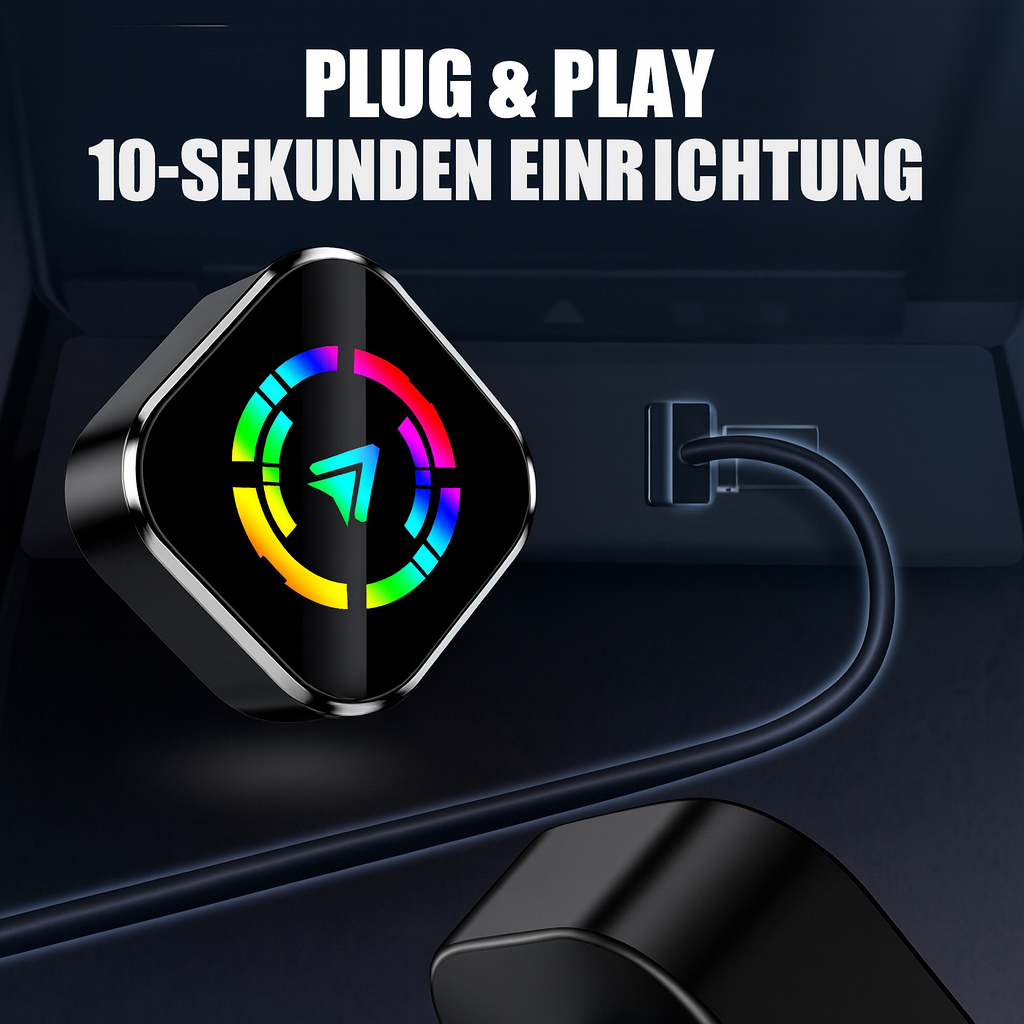 DriveLink Pro – 2-in-1 Kabellos-Adapter für iPhone & Android Auto