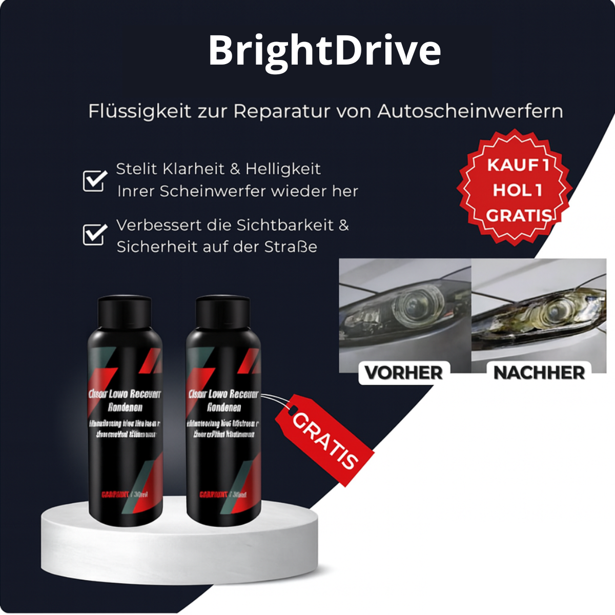 1+1 GRATIS | BrightDrive – Klare Scheinwerfer, sichere Fahrten