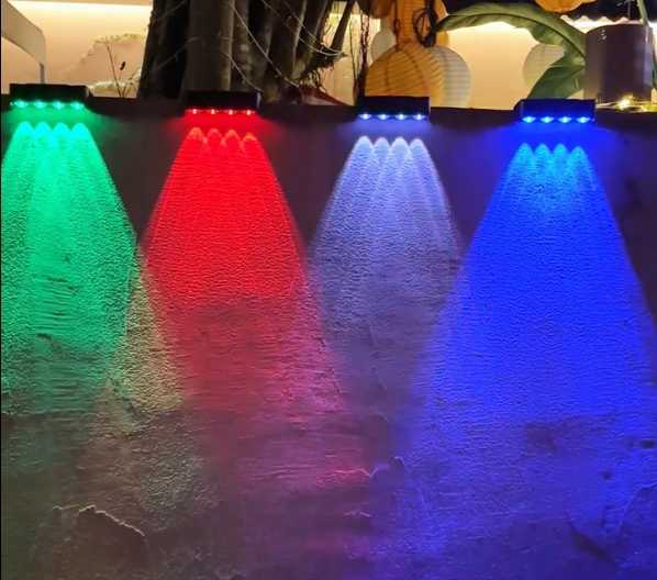LumoRay – RGB-Solarwandleuchte für Terrasse & Fassade mit 4-seitiger Beleuchtung
