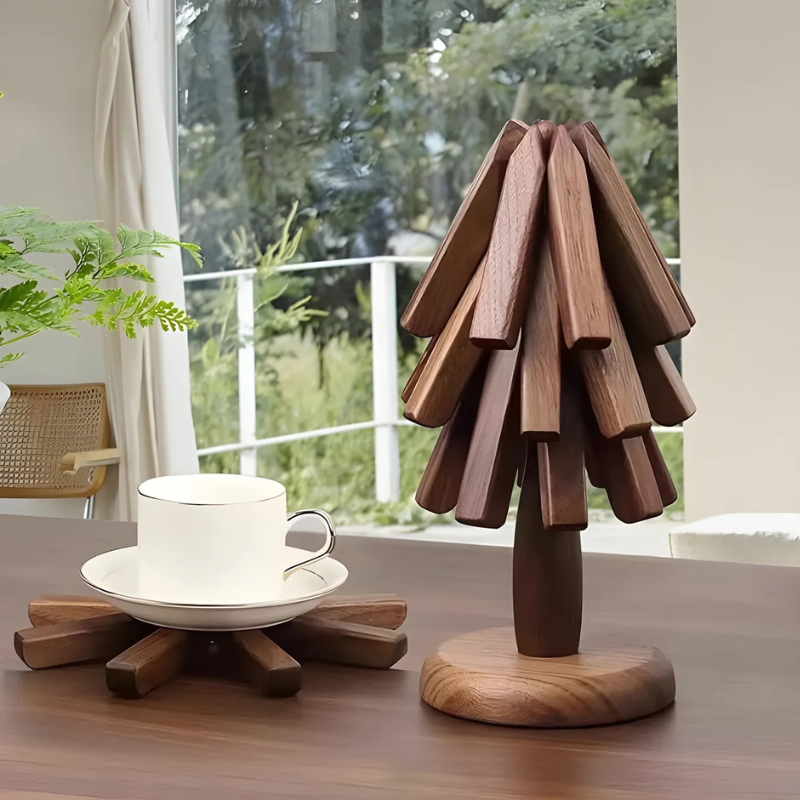 HolzHalt Design – Stilvolle Hitzeuntersetzer aus Naturholz