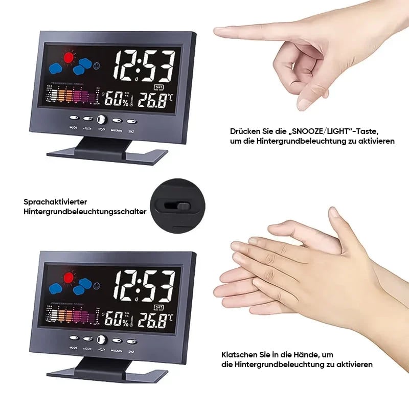 MeteoClock™ – Digitaler Wecker mit Temperatur- & Feuchtigkeitsanzeige
