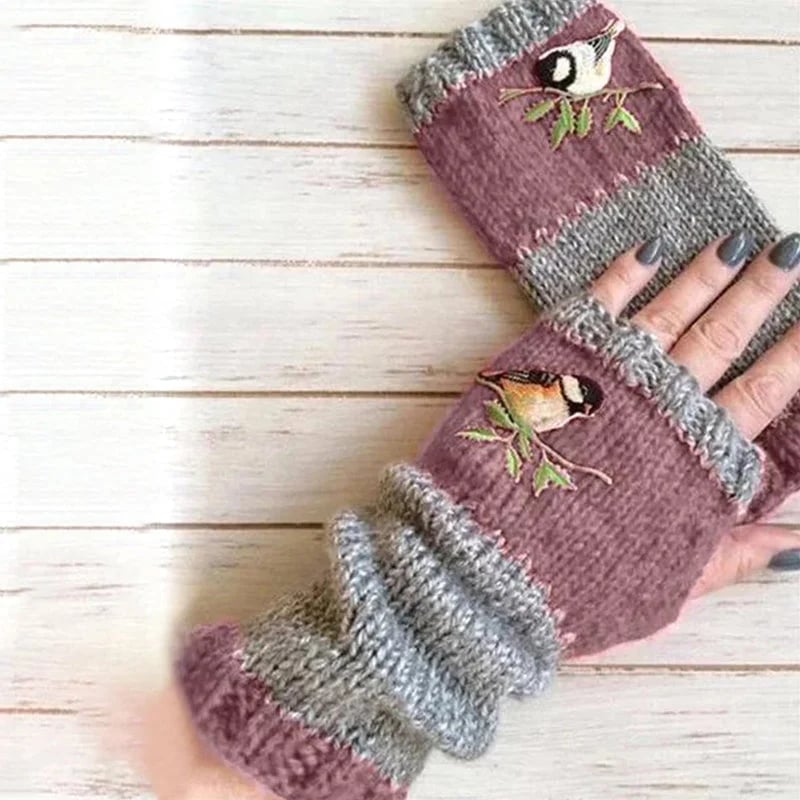 BirdieWarm™ – Fingerlose Winterhandschuhe mit Vogelstickerei