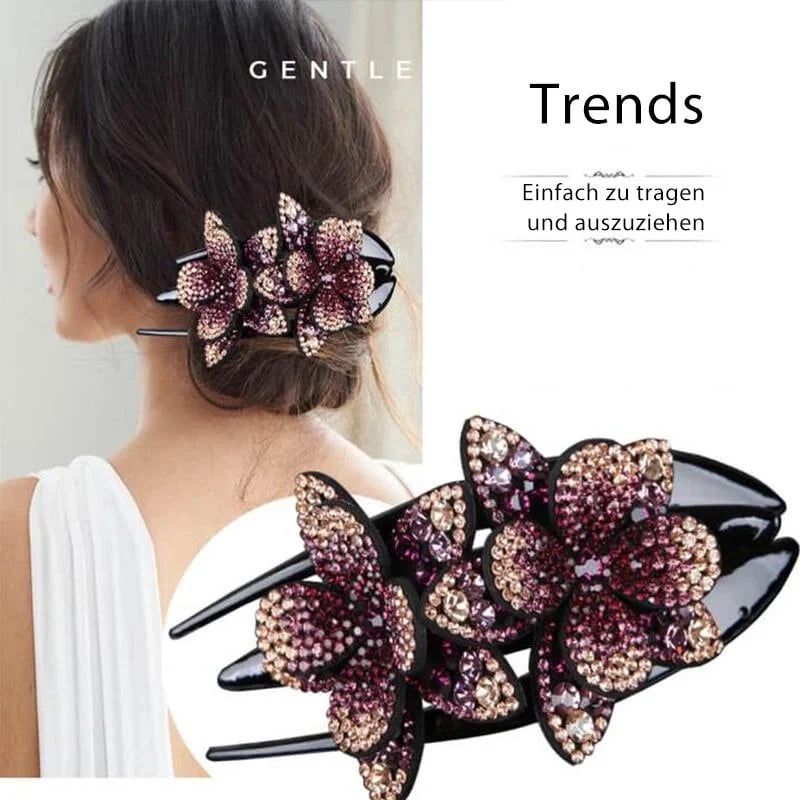 1 +1 GRATIS | GlamClasp™ – Strass Doppelblume Haarspange