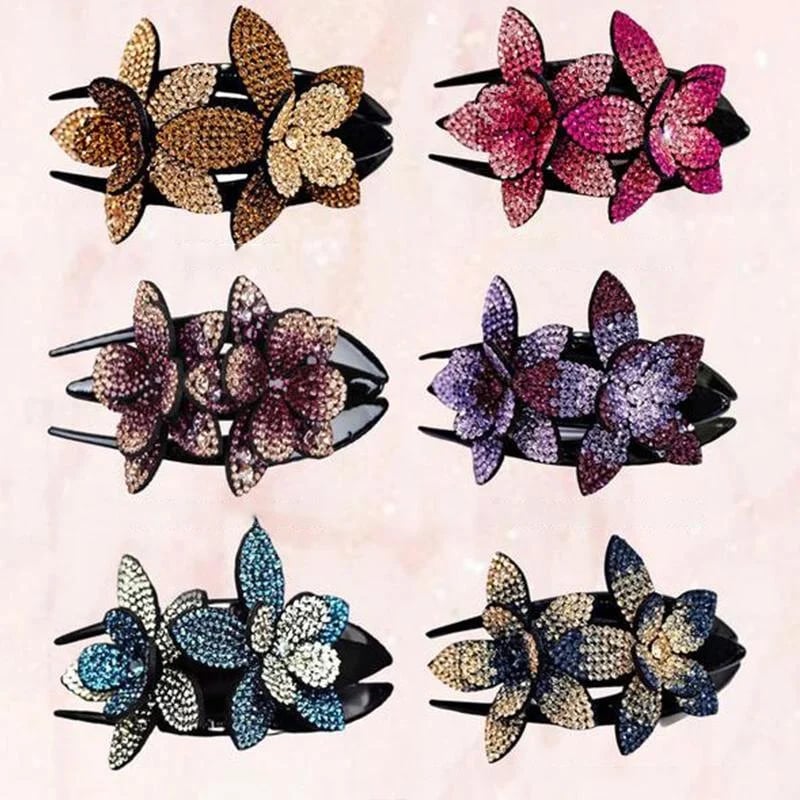 1 +1 GRATIS | GlamClasp™ – Strass Doppelblume Haarspange
