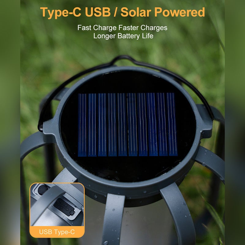 FlameGlow – Solar Laterne mit 4 Lichtmodi | Für Camping, Garten & gemütliche Abende