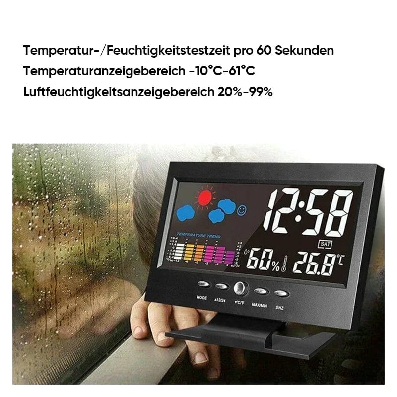 MeteoClock™ – Digitaler Wecker mit Temperatur- & Feuchtigkeitsanzeige