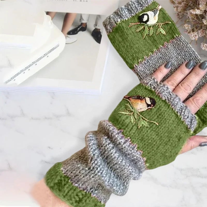 BirdieWarm™ – Fingerlose Winterhandschuhe mit Vogelstickerei
